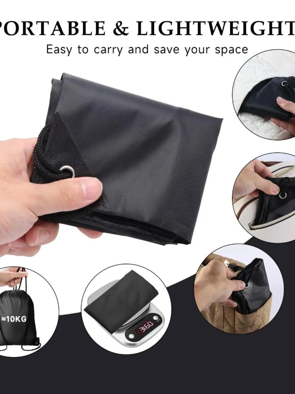 Kuhome 6Pcs Black Drawstring Backpacks Bulk String Bag Cinch Sack Pack Storage K